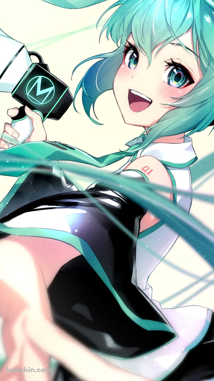 Mのロゴマークが入った拡声器で唄う初音ミク / ボカロ / ボーカロイドのAndroidの壁紙(720px x 1280px) スマホ用