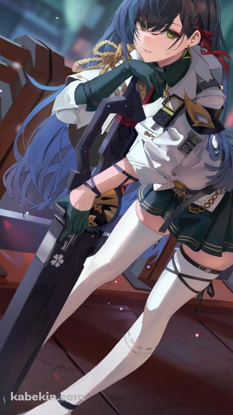 もたれかかる可愛いリンヤ(凛夜) / Lin / 幻塔 / 幻塔手游 / Tower of Fantasy / ファンアート / イラストのAndroidの壁紙(480px x 854px) スマホ用