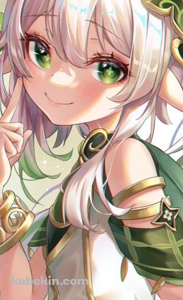 頬に指をあてるかわいいナヒーダ / 原神のAndroidの壁紙(360px x 592px) スマホ用