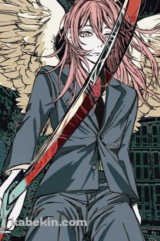 剣を構える天使の悪魔 / チェンソーマン / ファンアート / イラストのAndroidの壁紙(320px x 480px) スマホ用