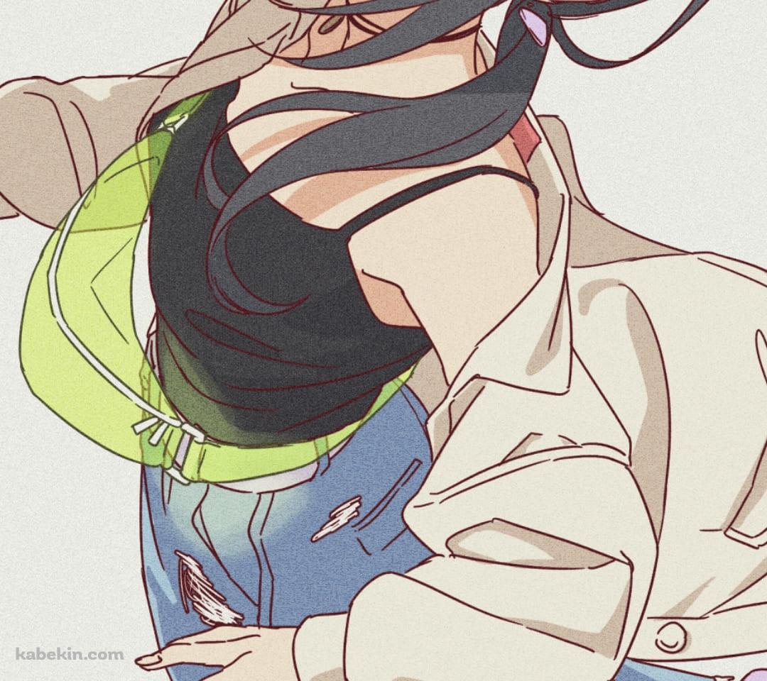 ちょっと照れた蛇森生静（へびもり おしず） / 明日ちゃんのセーラー服のAndroidの壁紙(1080px x 960px) スマホ用