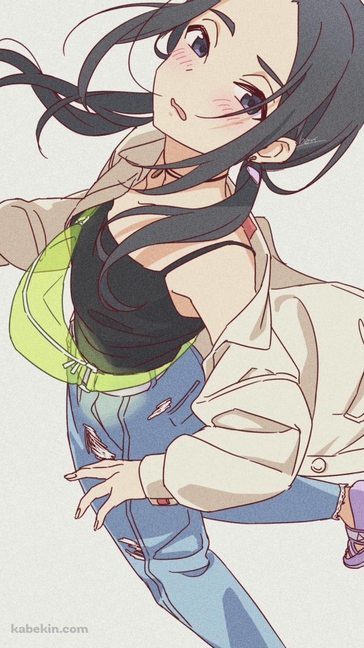 ちょっと照れた蛇森生静（へびもり おしず） / 明日ちゃんのセーラー服のAndroidの壁紙(720px x 1280px) スマホ用
