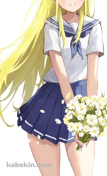 白い花束を持った小舟潮_(こふねうしお) / サマータイムレンダ / ファンアート / イラストのAndroidの壁紙(360px x 592px) スマホ用