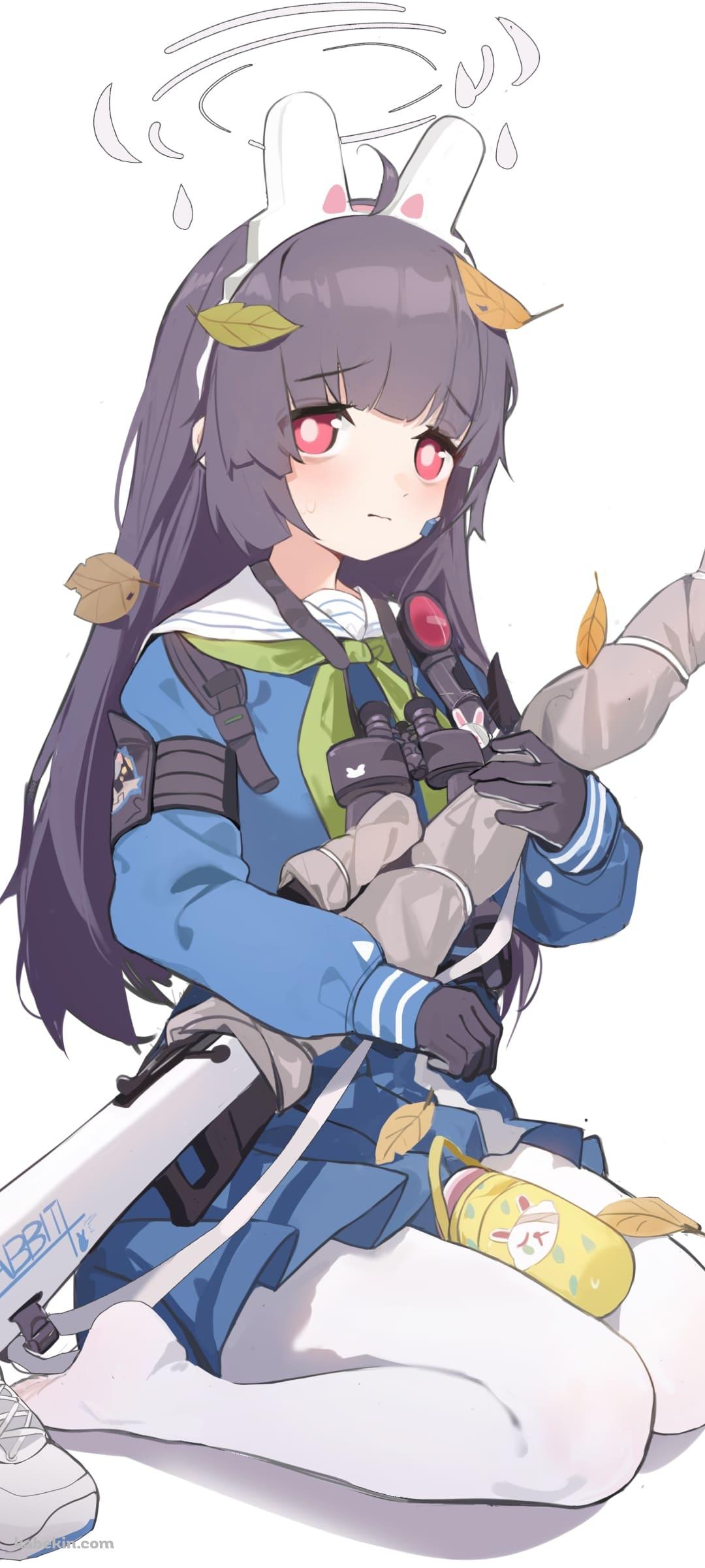 銃を抱える霞沢ミユ / ブルアカ / ブルーアーカイブ / ファンアート / イラストのAndroidの壁紙(1080px x 2400px) スマホ用
