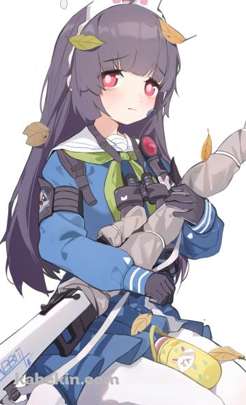 銃を抱える霞沢ミユ / ブルアカ / ブルーアーカイブ / ファンアート / イラストのAndroidの壁紙(360px x 592px) スマホ用