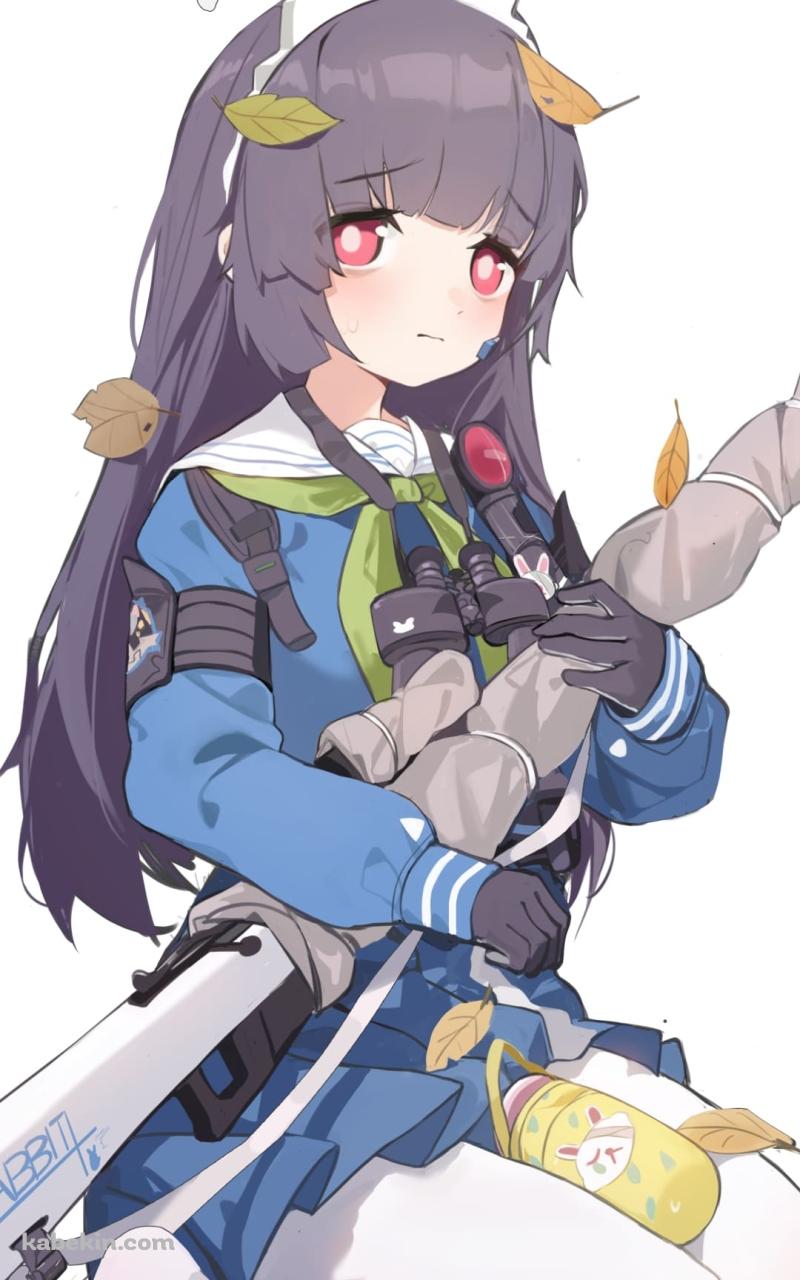 銃を抱える霞沢ミユ / ブルアカ / ブルーアーカイブ / ファンアート / イラストのAndroidの壁紙(800px x 1280px) スマホ用