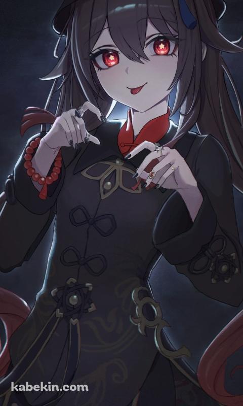 舌を出して両手を構える胡桃 / 原神のAndroidの壁紙(480px x 800px) スマホ用