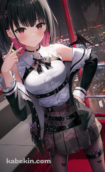 ピースをするかわいいRikotan(りこたん) / 夜の観覧車 / Vtuber / バーチャルYouTuberのAndroidの壁紙(360px x 592px) スマホ用