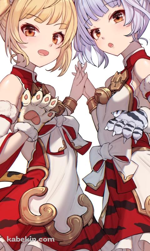 手を合わせるパイとフアン / グラブル / グランブルーファンタジーのAndroidの壁紙(480px x 800px) スマホ用