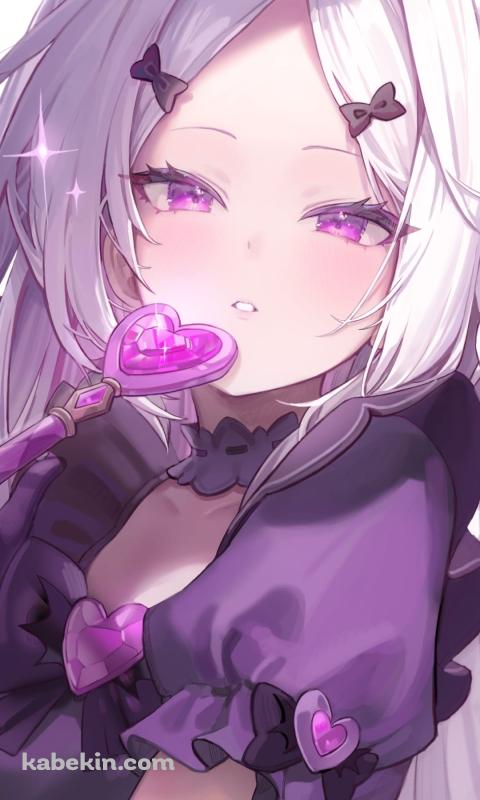 キラキラしたハートのステッキを持つ妖艶な表情の空崎ヒナ (そらさきひな) / ブルアカ / ブルーアーカイブのAndroidの壁紙(480px x 800px) スマホ用