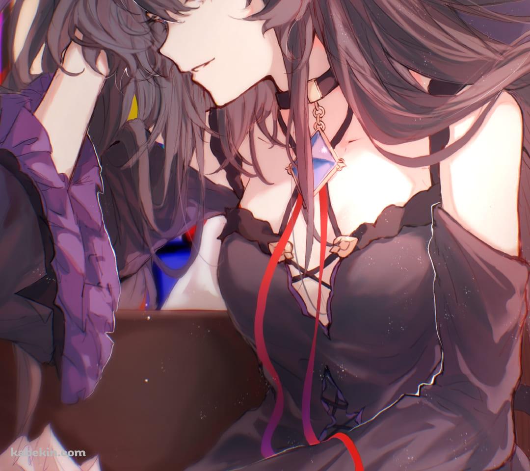 対立の髪をとかす光 / 赤い薔薇 / ステンドグラス / 協会 / アーケアのAndroidの壁紙(1080px x 960px) スマホ用