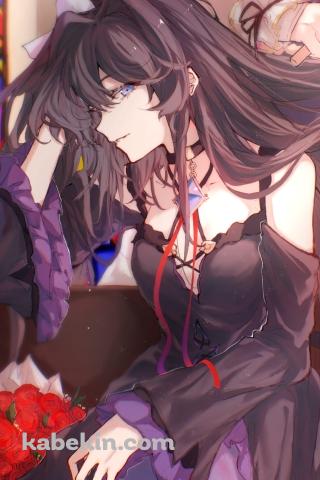 対立の髪をとかす光 / 赤い薔薇 / ステンドグラス / 協会 / アーケアのAndroidの壁紙(320px x 480px) スマホ用