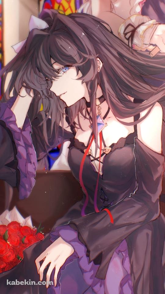 対立の髪をとかす光 / 赤い薔薇 / ステンドグラス / 協会 / アーケアのAndroidの壁紙(540px x 960px) スマホ用