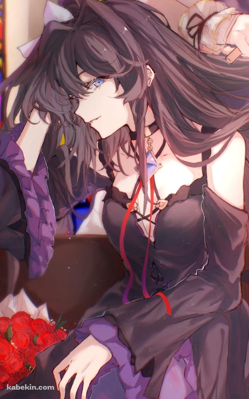 対立の髪をとかす光 / 赤い薔薇 / ステンドグラス / 協会 / アーケアのAndroidの壁紙(800px x 1280px) スマホ用