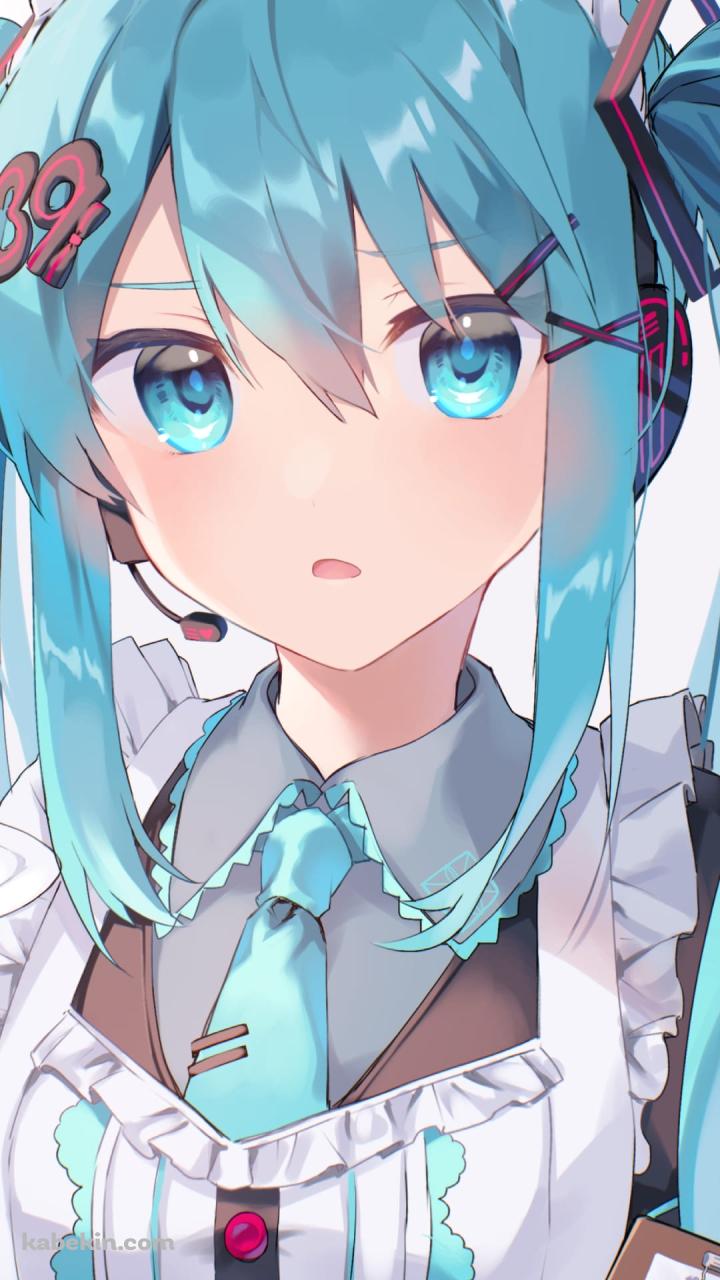 メイド姿のかわいい初音ミク / 伝票 / 39の髪飾り / ボカロ / ボーカロイドのAndroidの壁紙(720px x 1280px) スマホ用