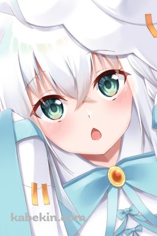 口を開けて上を見る白上フブキ / ホロライブ / バーチャルYouTuberのAndroidの壁紙(320px x 480px) スマホ用
