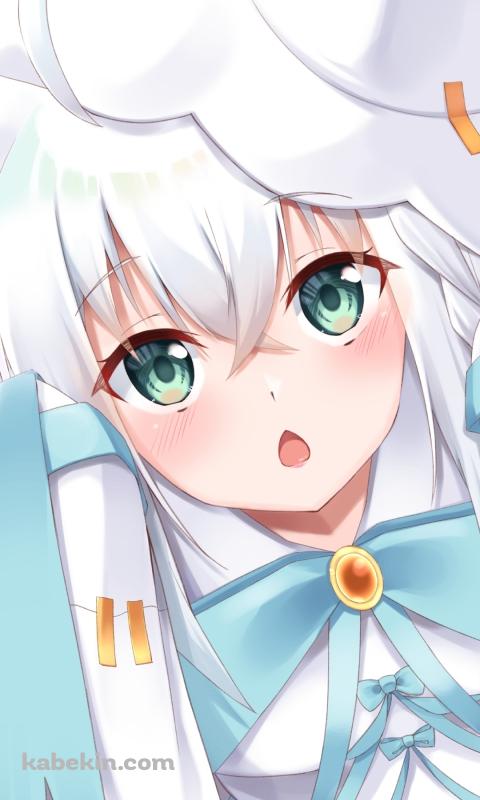 口を開けて上を見る白上フブキ / ホロライブ / バーチャルYouTuberのAndroidの壁紙(480px x 800px) スマホ用