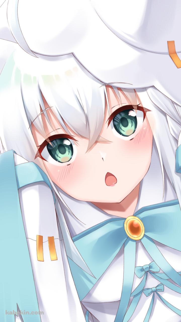 口を開けて上を見る白上フブキ / ホロライブ / バーチャルYouTuberのAndroidの壁紙(720px x 1280px) スマホ用