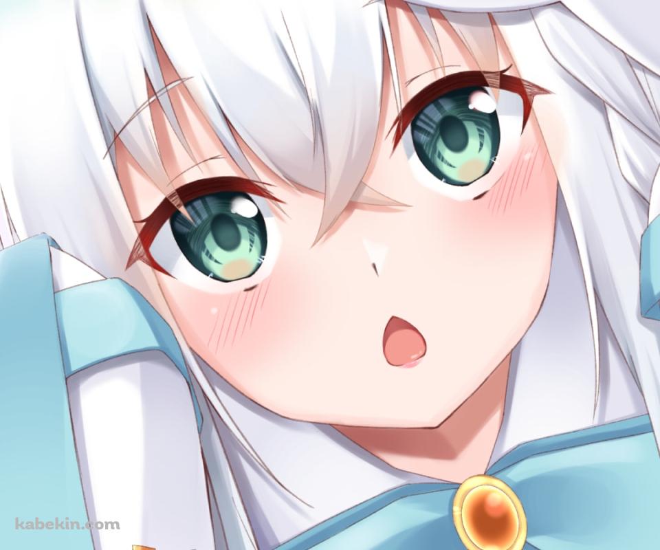 口を開けて上を見る白上フブキ / ホロライブ / バーチャルYouTuberのAndroidの壁紙(960px x 800px) スマホ用