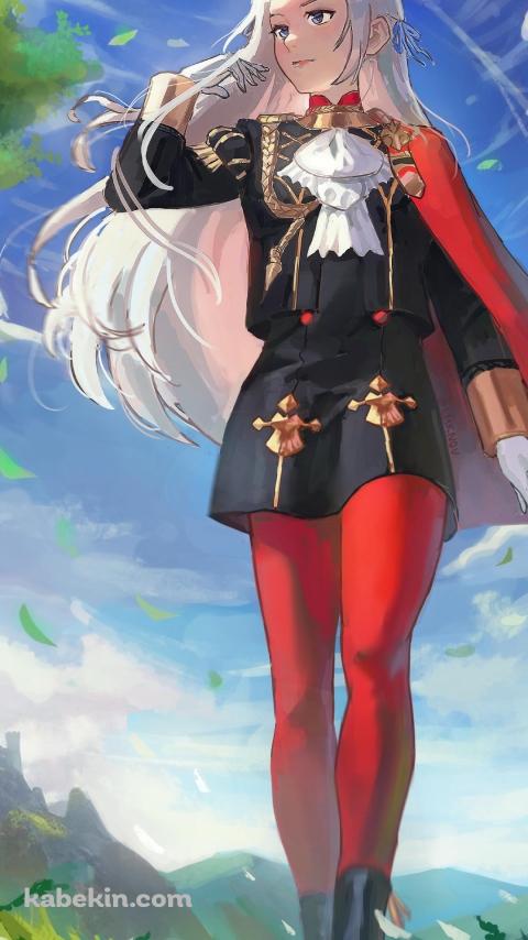 緑の大地とエーデルガルト=フォン=フレスベルグ / ファイアーエムブレム風花雪月のAndroidの壁紙(480px x 854px) スマホ用
