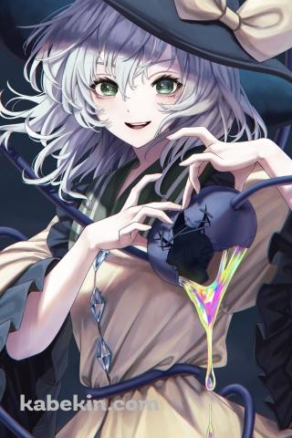 胸元でハートを作り笑顔の古明地こいし / 東方のAndroidの壁紙(320px x 480px) スマホ用