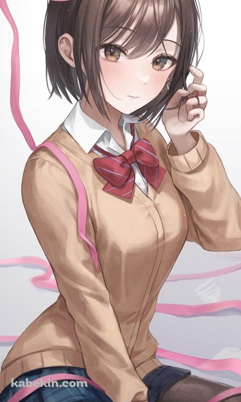 ピンクのリボンと東雲絵名 / プロセカ / プロジェクトセカイのAndroidの壁紙(480px x 800px) スマホ用