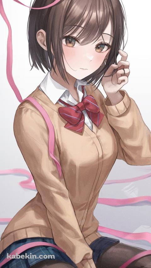 ピンクのリボンと東雲絵名 / プロセカ / プロジェクトセカイのAndroidの壁紙(480px x 854px) スマホ用