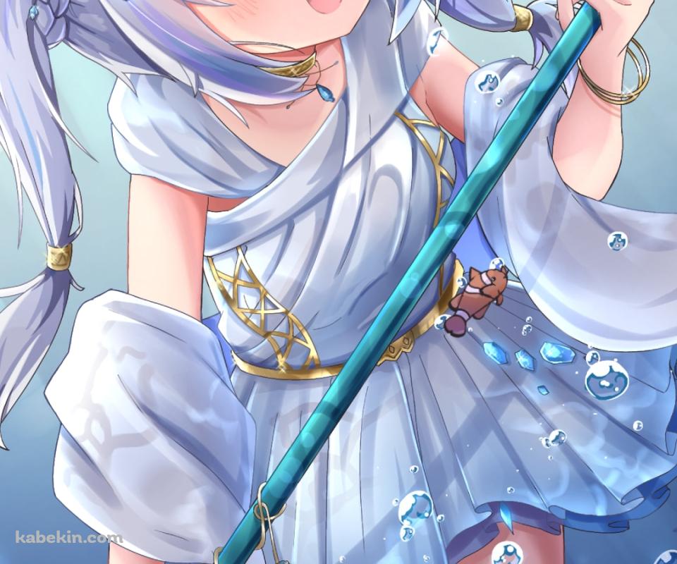三叉槍を持つかわいいがうる・ぐら / ホロライブ / バーチャルYouTuberのAndroidの壁紙(960px x 800px) スマホ用