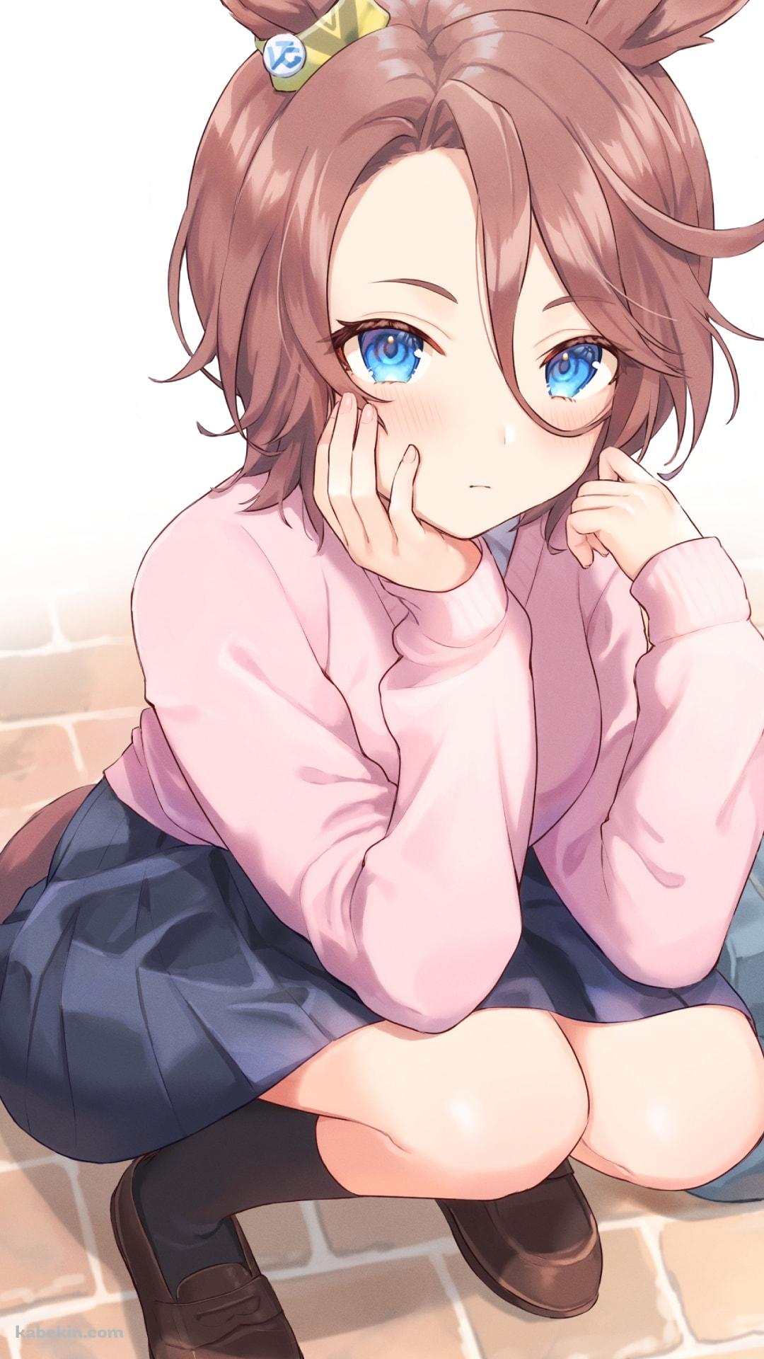しゃがんでいる可愛いナリタタイシン / ウマ娘プリティーダービーのAndroidの壁紙(1080px x 1920px) スマホ用