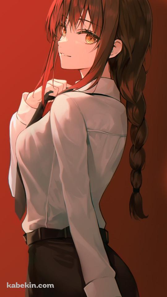 クールなマキマ /赤い背景 / チェンソーマンのAndroidの壁紙(540px x 960px) スマホ用