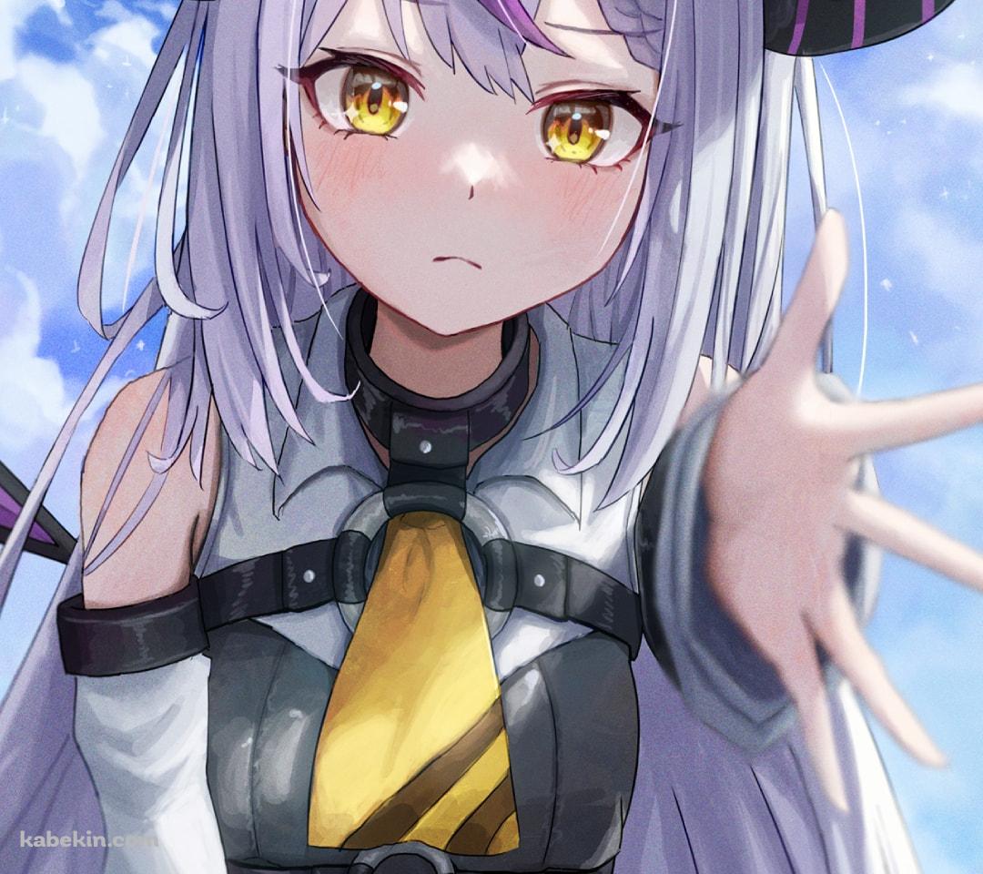 左手をかざすラプラス・ダークネスとカラス / ホロライブ / VTuberのAndroidの壁紙(1080px x 960px) スマホ用