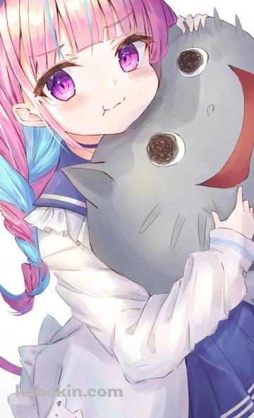 ふくれた表情の湊あくあ / ホロライブ / バーチャルYouTuberのAndroidの壁紙(360px x 592px) スマホ用