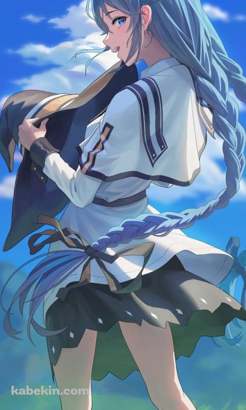 帽子を持ち振り返るロキシー・ミグルディア / 無職転生のAndroidの壁紙(480px x 800px) スマホ用