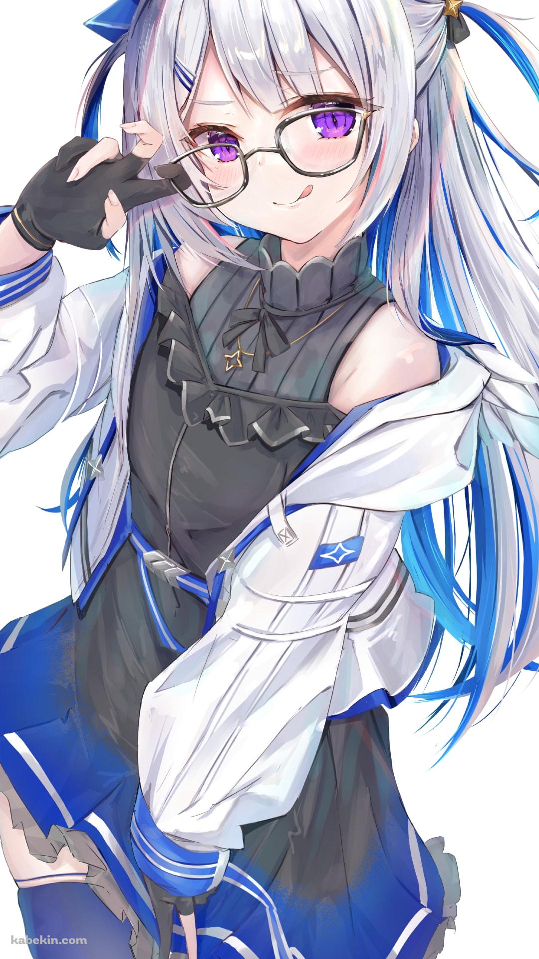 黒ぶちメガネをかけた可愛い天音かなた / ホロライブ / バーチャルYouTuberのAndroidの壁紙(1080px x 1920px) スマホ用