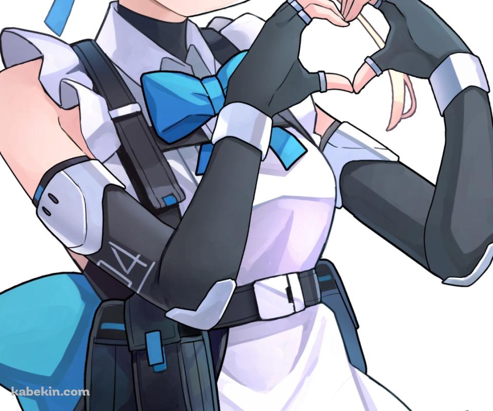 手でハートを作るメイド姿の飛鳥馬トキ / ブルアカ / ブルーアーカイブのAndroidの壁紙(960px x 800px) スマホ用