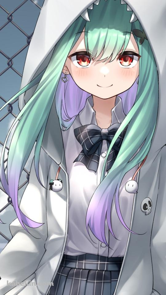 白熊の着ぐるみを着たかわいい潤羽るしあ / ホロライブ / バーチャルYouTuberのAndroidの壁紙(540px x 960px) スマホ用