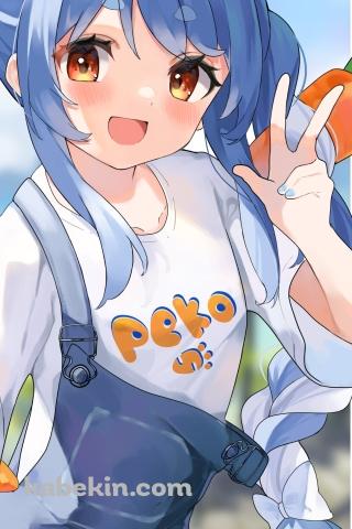 ピースをする兎田ぺこら / ホロライブ / バーチャルYouTuberのAndroidの壁紙(320px x 480px) スマホ用