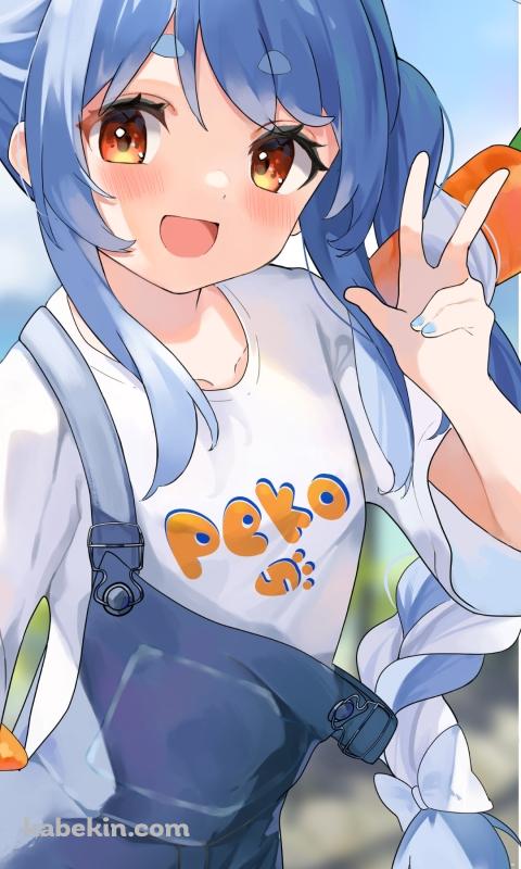 ピースをする兎田ぺこら / ホロライブ / バーチャルYouTuberのAndroidの壁紙(480px x 800px) スマホ用
