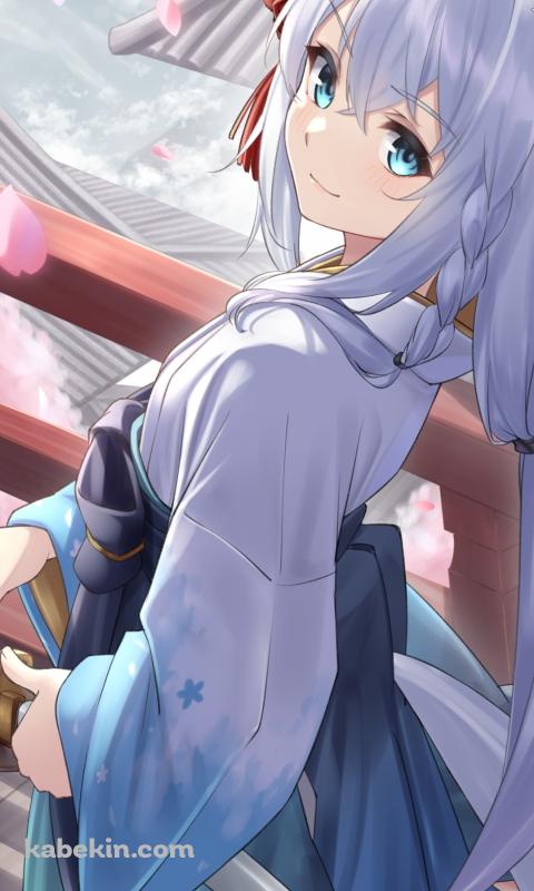 白い剣を抜こうとする白上フブキ / ホロライブ / バーチャルYouTuberのAndroidの壁紙(480px x 800px) スマホ用