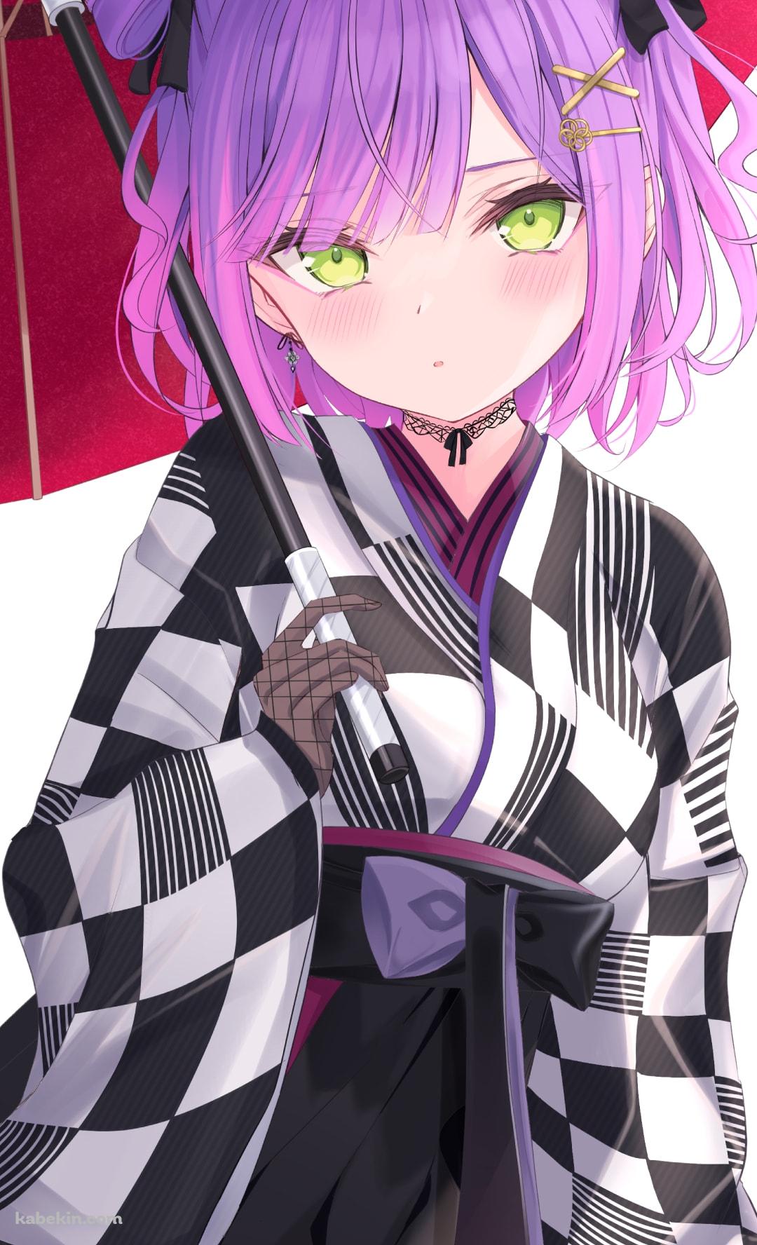 赤い和傘をさした常闇トワ / ホロライブ / バーチャルYouTuberのAndroidの壁紙(1080px x 1776px) スマホ用