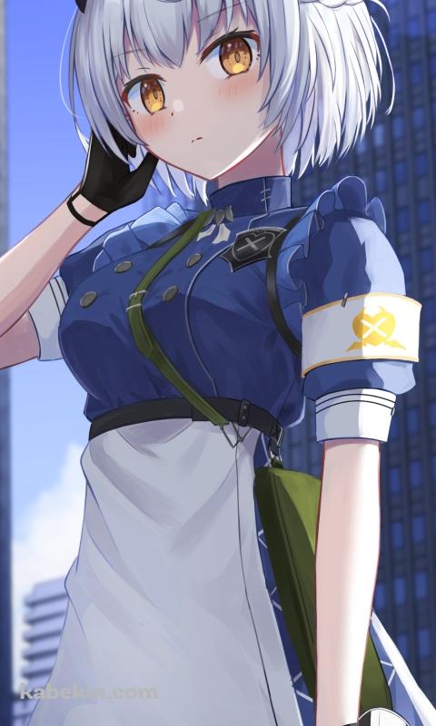 高層ビルと氷室セナ / ブルーアーカイブのAndroidの壁紙(480px x 800px) スマホ用