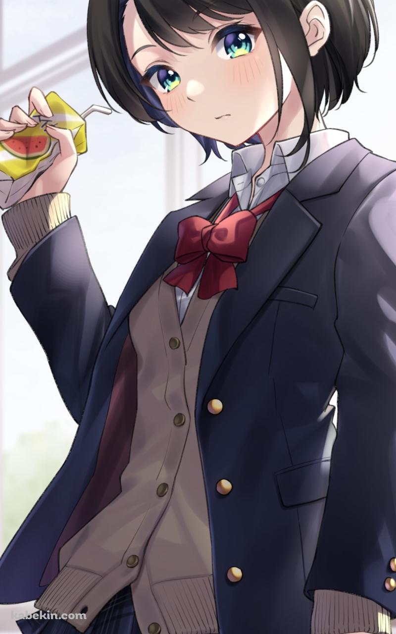 スイカのジュースを飲み終えた大空スバル / ホロライブ / バーチャルYouTuberのAndroidの壁紙(800px x 1280px) スマホ用