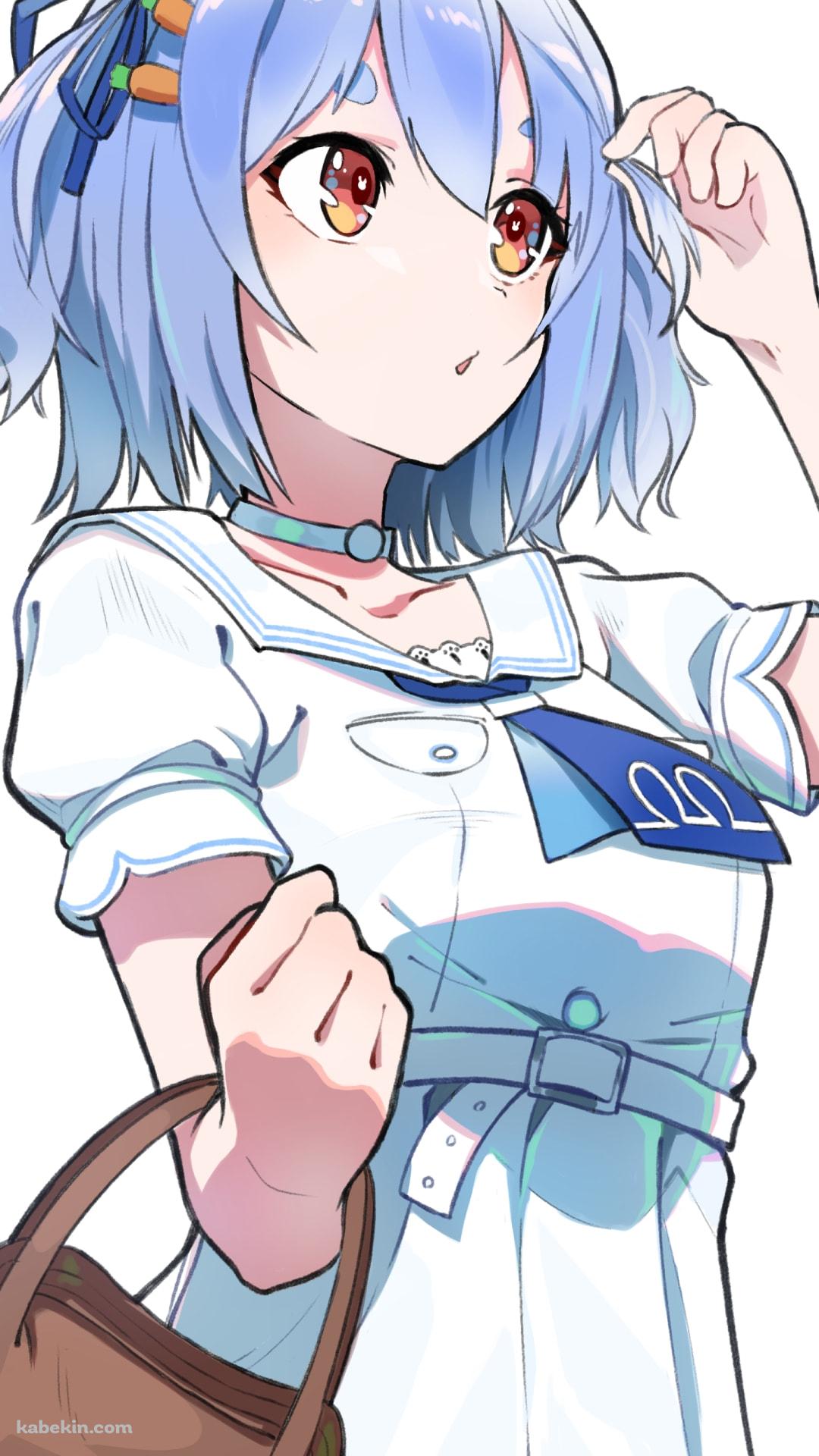 前髪を見る兎田ぺこら / 茶色い鞄 / ホロライブ / バーチャルYouTuberのAndroidの壁紙(1080px x 1920px) スマホ用