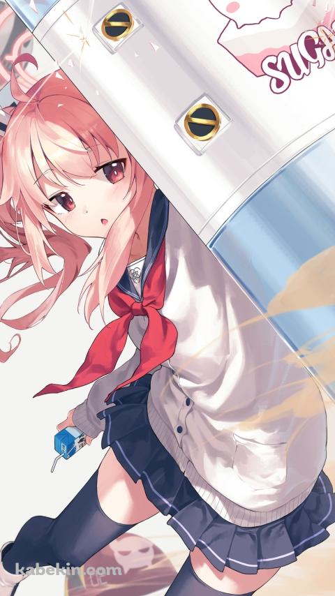 盾で防御する柚鳥ナツ（ゆとり なつ） / ブルアカ / ブルーアーカイブのAndroidの壁紙(480px x 854px) スマホ用