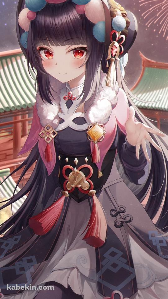 左手をかざす雲菫 / 花火 / 原神のAndroidの壁紙(540px x 960px) スマホ用