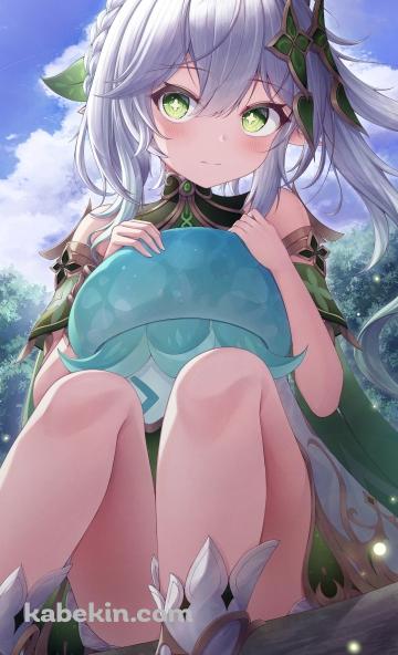 丸太に座ったかわいいナヒーダ / 原神のAndroidの壁紙(360px x 592px) スマホ用