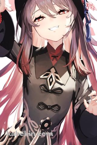 襲いかかろうとするかわいい胡桃 / 原神のAndroidの壁紙(320px x 480px) スマホ用