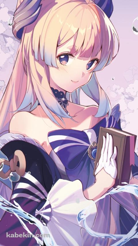 本を閉じたかわいい珊瑚宮心海 / 原神のAndroidの壁紙(480px x 854px) スマホ用