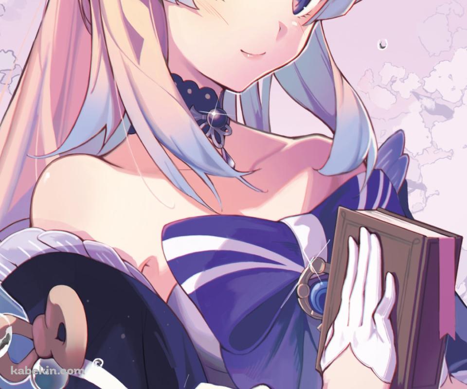 本を閉じたかわいい珊瑚宮心海 / 原神のAndroidの壁紙(960px x 800px) スマホ用