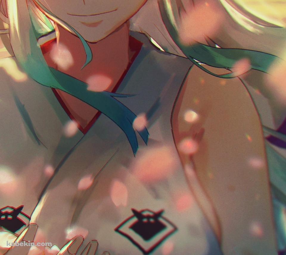 手のひらの花弁を見るヤマト / ワンピースのAndroidの壁紙(960px x 854px) スマホ用